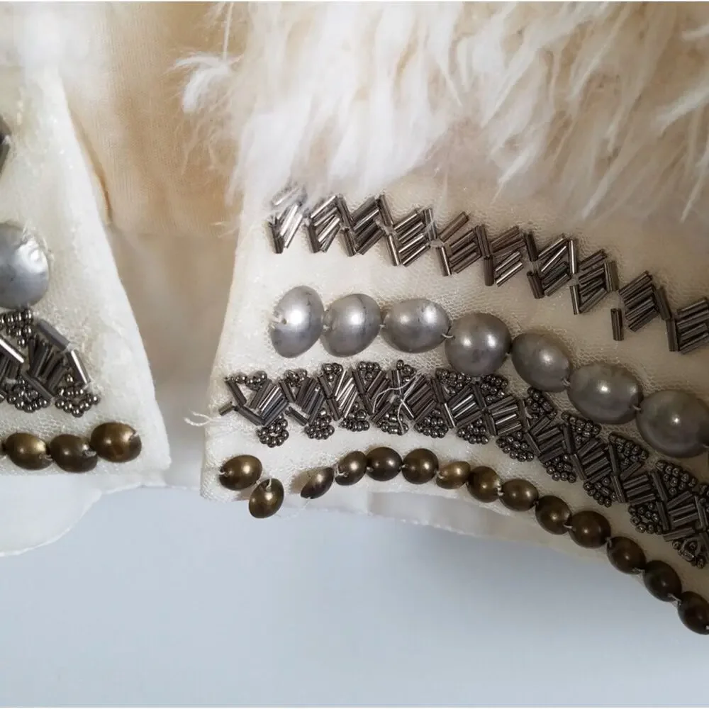 Jessica Simpson Faux Fur Beaded Jacket